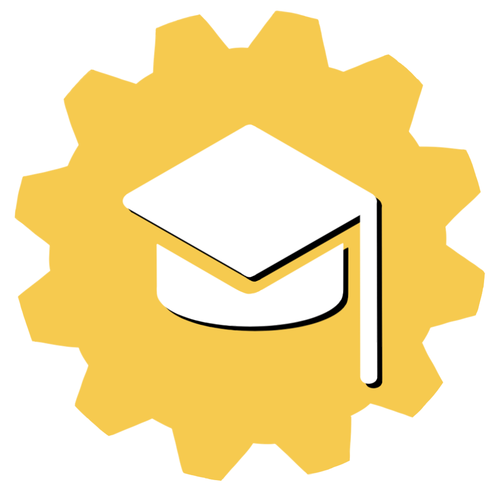 Student graduating icon in a yellow circle