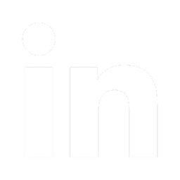 White LinkedIn logo.